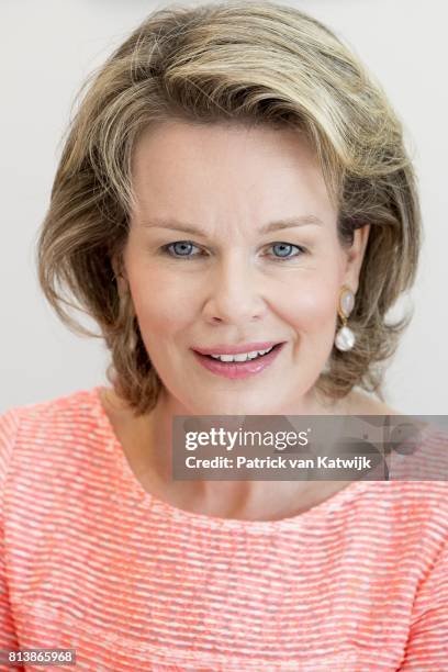 Queen Mathilde of Belgium visits the editorial rooms of Belgium's oldest women's magazines Libelle and Femme d'Aujourd'hui, at Sanoma publishing on...