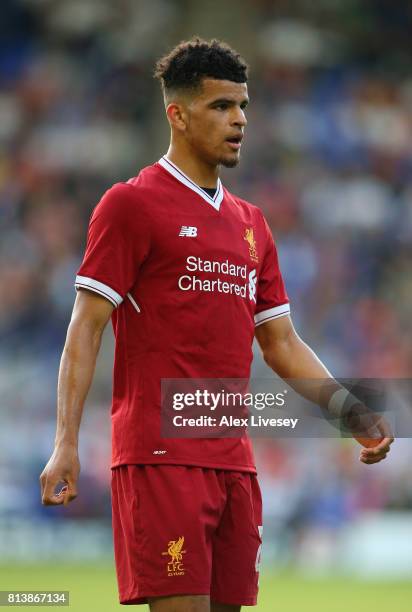 Dominic Solanke of Liverpool during a pre-season friendly match between Tranmere Rovers and Liverpool at Prenton Park on July 12, 2017 in Birkenhead,...