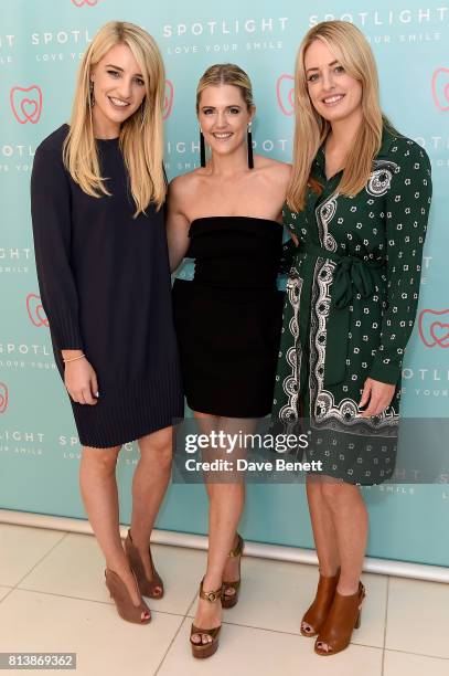 Dr Vanessa Creaven, Eimear Varian-Barry and Dr Lisa Creaven attend the launch of Spotlight Whitening into Boots UK at St Martins Lane Hotel on July...