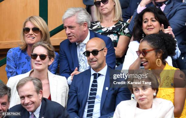 Sally Bercow and John Bercow Felicity Blunt, Stanley Tucci and Sophie Okonedo attend day 11 of Wimbledon 2017 on July 13, 2017 in London, England.