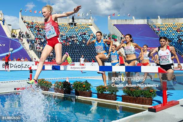 Anna Emilie Moeller from Denmark competes in women's 3000m steeplechase semi-final during Day 1 of European Athletics U23 Championships 2017 at...