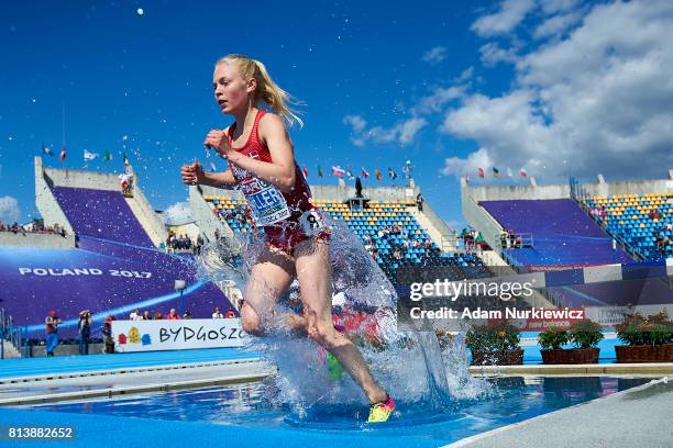 Anna Emilie Moeller from Denmark competes in women's 3000m steeplechase semi-final during Day 1 of European Athletics U23 Championships 2017 at...