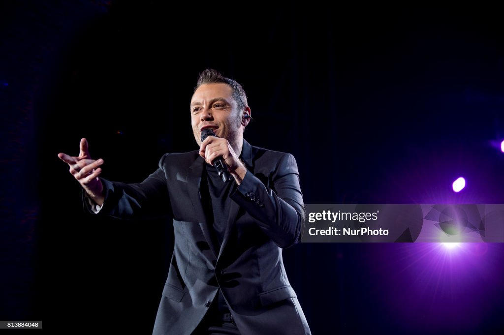 Tiziano Ferro performs live on stage in Salerno