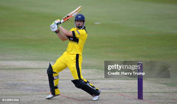 Phil Mustard of Gloucestershire bats during the Natwest T20 Blast match between Gloucestershire and Kent at the College Ground on July 13, 2017 in...