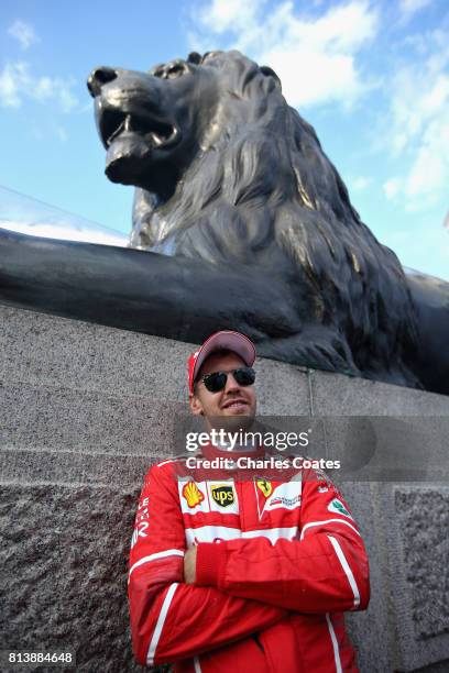 Sebastian Vettel of Germany and Ferrari during F1 Live London at Trafalgar Square on July 12, 2017 in London, England. F1 Live London, the first time...