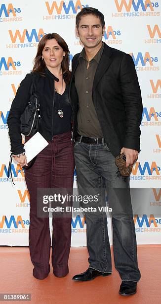 Marco Liorni and wife attend the 2008 Wind Music Awards at Villa Giulia on June 3, 2008 in Rome, Italy.