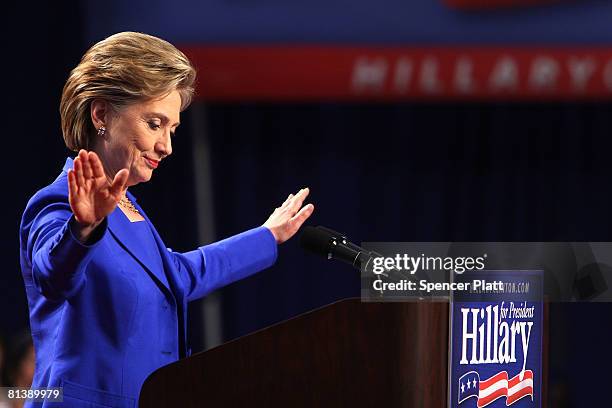 Democratic presidential nominee Hillary Clinton speaks at Baruch College June 3, 2008 in New York City. Clinton's rival, Sen. Barack Obama of...