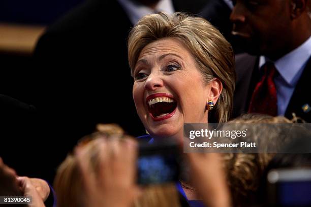 Democratic presidential candidate Hillary Clinton greets supporters June 3, 2008 in New York City. Clinton's rival, Sen. Barack Obama of Illinois was...