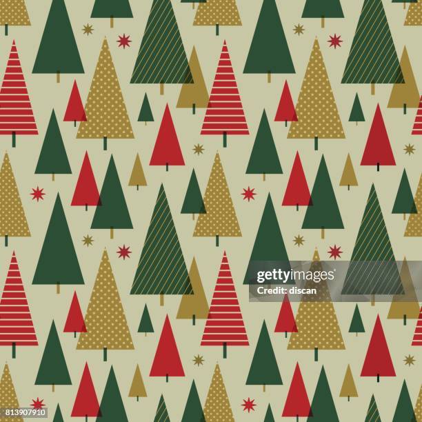 christmas tree seamless pattern. - wrapping paper pattern stock illustrations