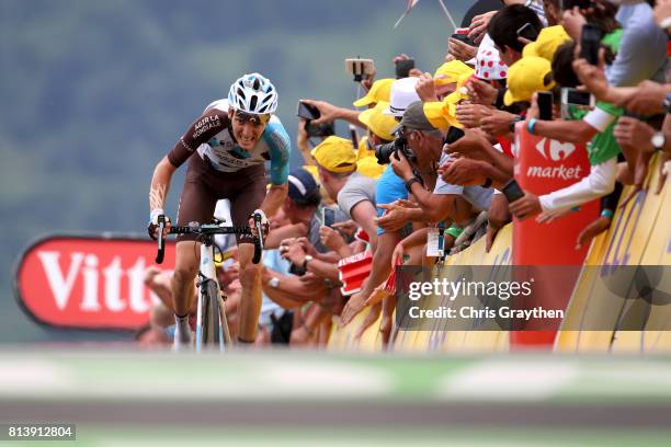 Romain Bardet of France riding for AG2R La Mondiale races to the finish during stage 12 of the 2017 Le Tour de France, a 214.5km stage from Pau to...