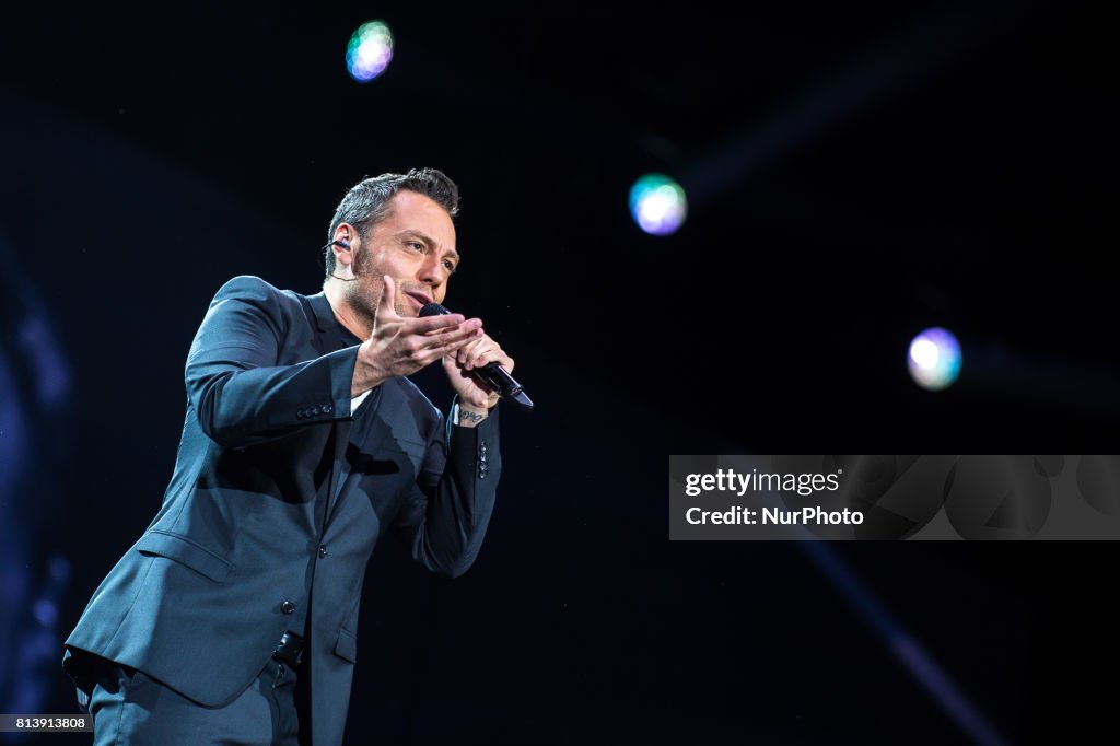 Tiziano Ferro performs live on stage in Salerno