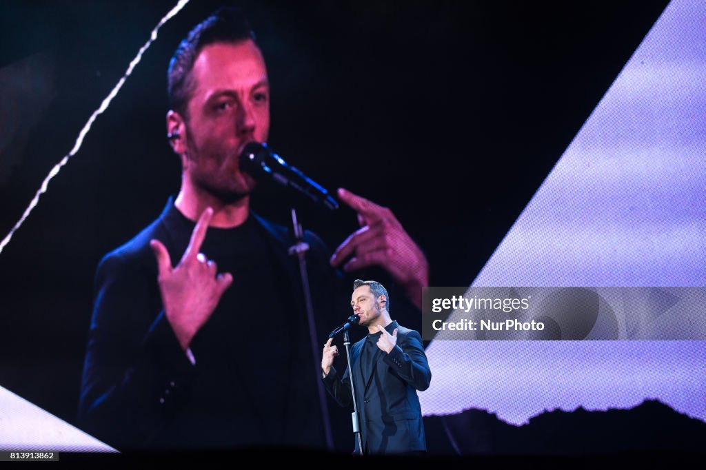 Tiziano Ferro performs live on stage in Salerno