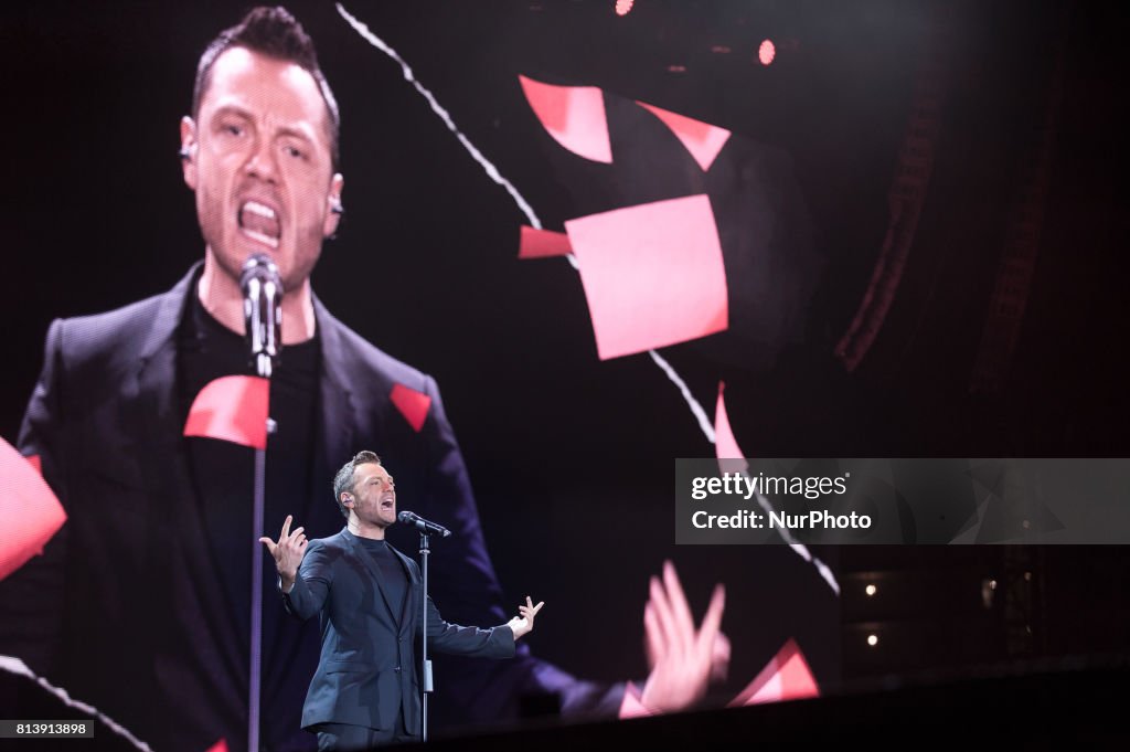 Tiziano Ferro performs live on stage in Salerno
