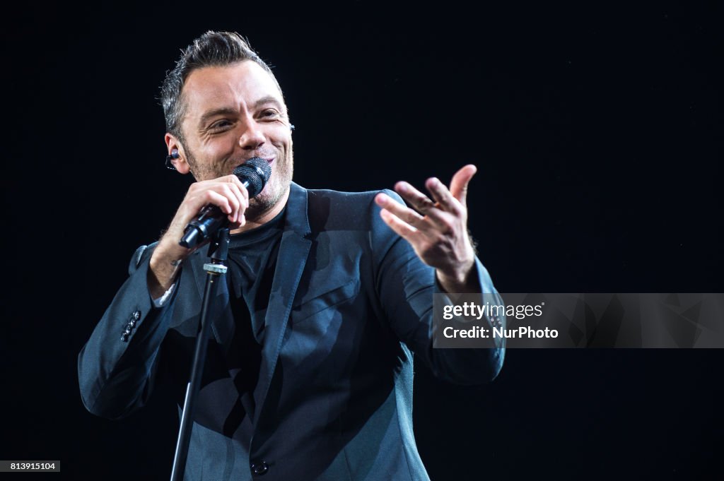 Tiziano Ferro performs live on stage in Salerno