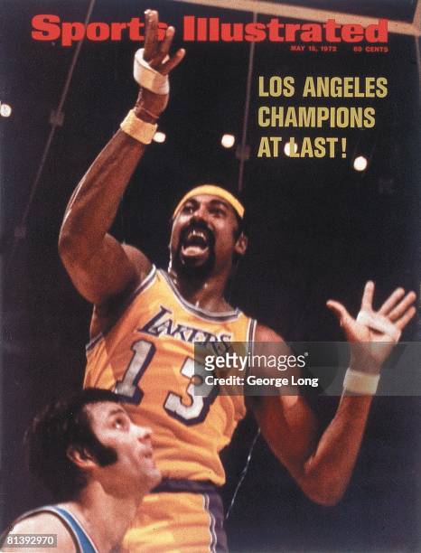 May 15, 1972 Sports Illustrated via Getty Images Cover, Basketball: NBA Finals, Los Angeles Lakers Wilt Chamberlain in action, layup vs New York...