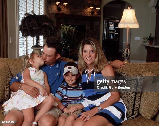 Golf: Closeup portrait of Chris DiMarco with wife Amy and children Cristian and Amanda, Orlando, FL 5/20/2002