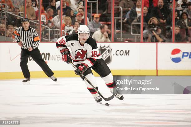 Hockey: New Jersey Devils Sergei Brylin in action vs Philadelphia Flyers, Philadelphia, PA