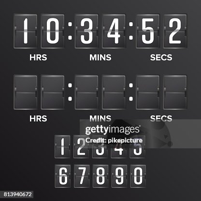 Flip Countdown Timer Vector Analog Black Scoreboard Digital Timer Blank ...