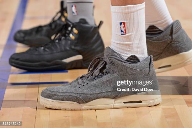 The shoes of AJ Hammons of the Miami Heat in a game against the San Antonio Spurs during the 2017 Las Vegas Summer League on July 8, 2017 at the Cox...
