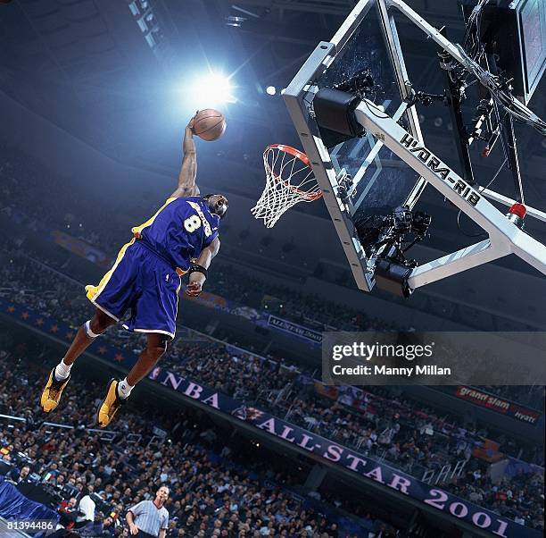 Basketball: All Star Game, Los Angeles Lakers Kobe Bryant in action, making dunk during game, Washington, DC 2/11/2001