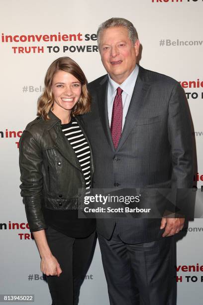 Al Gore and Jessica Watson attend a special screening of "An Inconvenient Sequel: Truth to Power" at ACMI on July 13, 2017 in Melbourne, Australia.