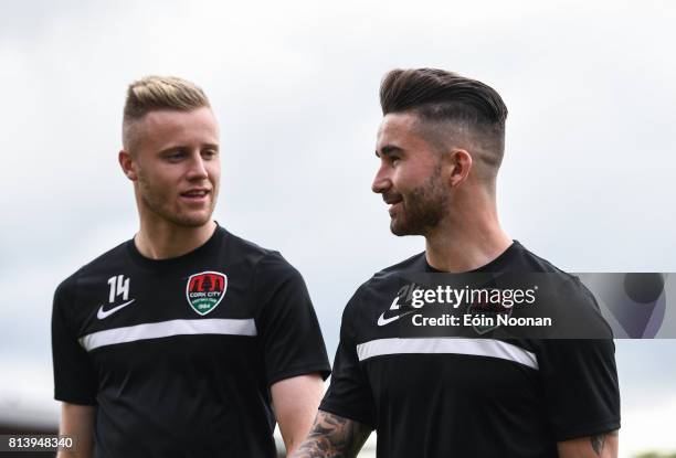 Cork , Ireland - 13 July 2017; Kevin O'Connor, left, and Sean Maguire of Cork City ahead of the UEFA Europa League Second Qualifying Round First Leg...