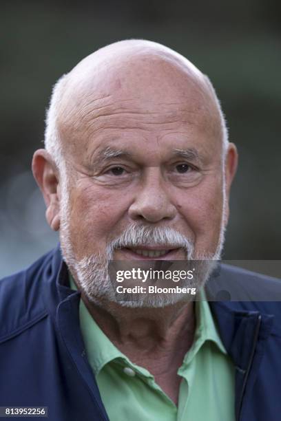 Pete Karmanos, co-owner and chief executive officer of the Carolina Hurricanes, arrives for the morning session during the Allen & Co. Media and...
