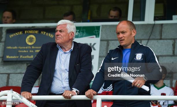 Cork , Ireland - 13 July 2017; Preston North End F.C. Advisor Peter Ridsdale, left, and Preston North End F.C manager Alex Neil before the UEFA...