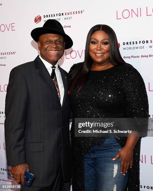 Comedians Michael Colyar and Loni Love attend Loni Love's Birthday Roast benefiting the Dress For Success charity at Hollywood Improv on July 12,...