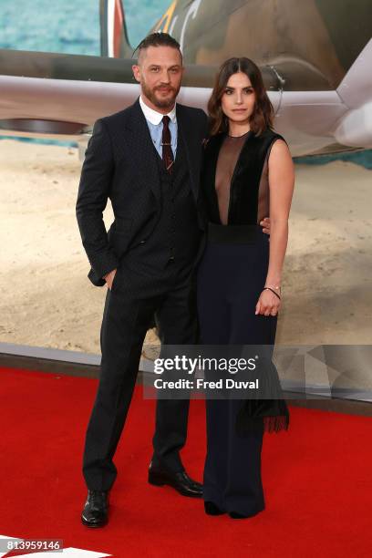 Tom Hardy and Charlotte Riley arrive at the 'Dunkirk' World Premiere at Odeon Leicester Square on July 13, 2017 in London, England.