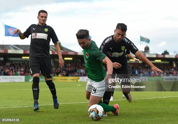 Cork , Ireland - 13 July 2017; Sean Maguire of Cork City in action against Joan Truyols of AEK Larnaca during the UEFA Europa League Second...