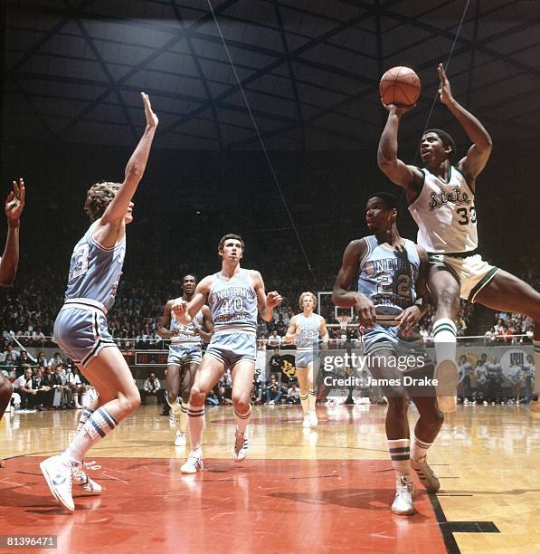 College Basketball: NCAA Final Four, Michigan State Magic Johnson in action, taking shot vs Indiana State, Salt Lake City, UT 3/26/1979