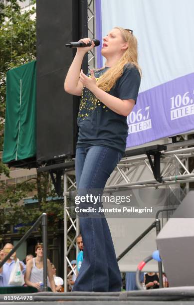 Abby Mueller from the cast of Beautiful performs at 106.7 Lite FM's Broadway In Bryant Park 2017 at Bryant Park on July 13, 2017 in New York City.