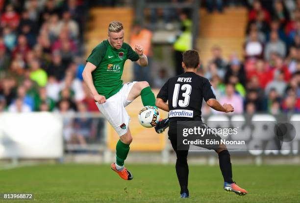 Cork , Ireland - 13 July 2017; Kevin O'Connor of Cork City in action against Hector Hevel of AEK Larnaca during the UEFA Europa League Second...