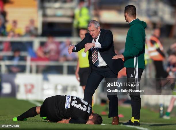 Cork , Ireland - 13 July 2017; Cork City manager John Caulfield reacts to a referees decision during the UEFA Europa League Second Qualifying Round...