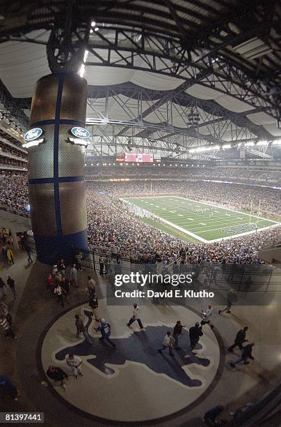 Football: Fish eye internal view of Ford Field, stadium before Detroit Lions vs Green Bay Packers game, Detroit, MI 9/22/2002