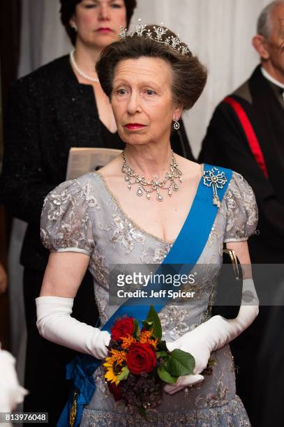 Princess Anne, Princess Royal attends the Lord Mayor's Banquet at the Guildhall during a State visit by the King and Queen of Spain on July 13, 2017...