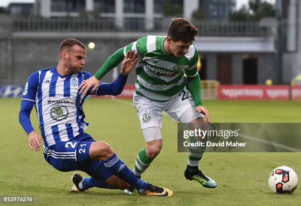 Cork , Ireland - 13 July 2017; Trevor Clarke of Shamrock Rovers in action against Likas Pauschek of Mlada Boleslav during the UEFA Europa League...