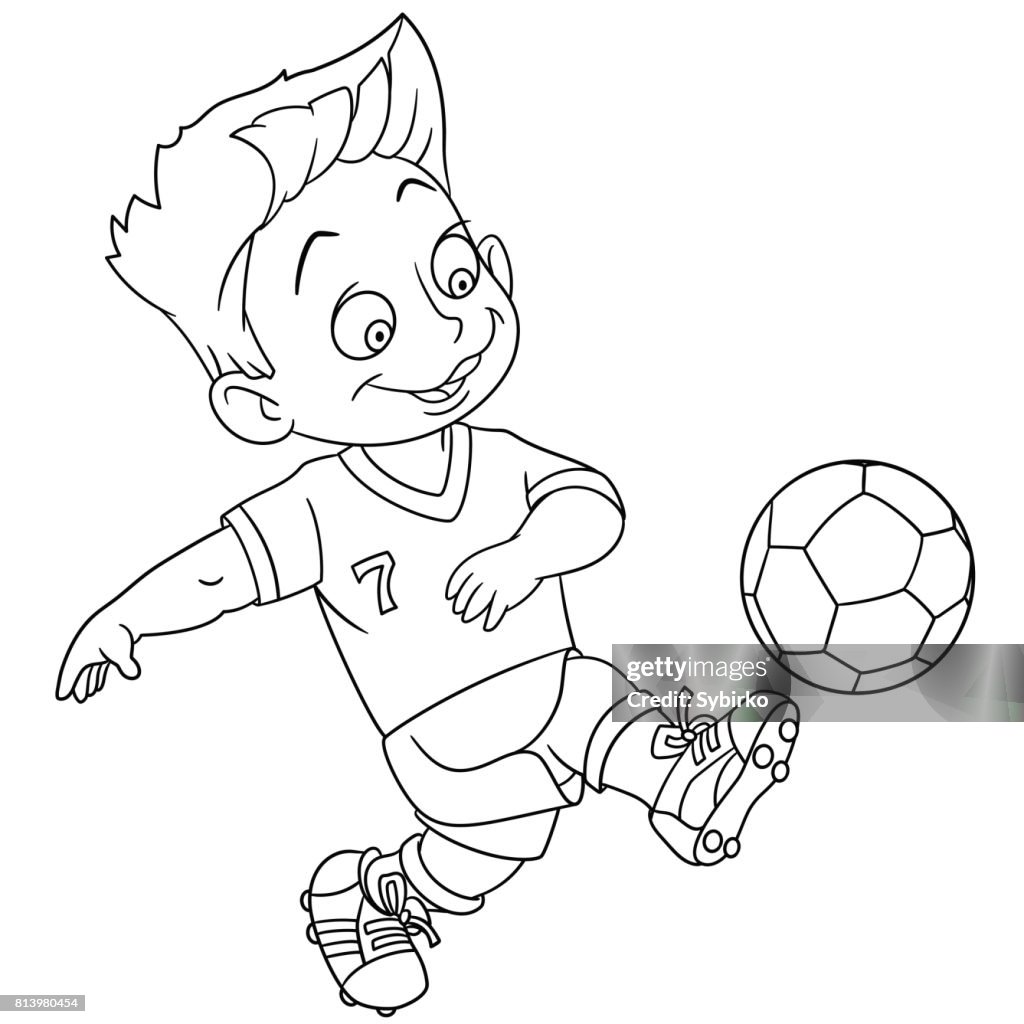 Página Para Colorear De Dibujos Animados Futbol Ilustración de stock -  Getty Images