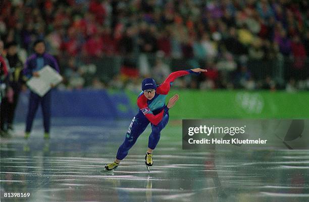 Speed Skating: 1994 Winter Olympics, USA Bonnie Blair in action during 1000M competition, Hamar, Norway 2/23/1994