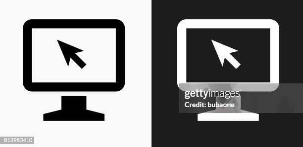 computer monitor icon on black and white vector backgrounds - multiple computer screens white background stock illustrations