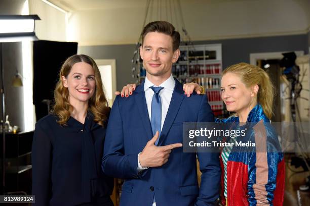 Isabell Polak, August Wittgenstein and Birte Hanusrichter during 'Jenny - Echt gerecht' RTL TV series Set Visit In Berlin on July 13, 2017 in Berlin,...