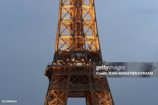 The second floor of the Eiffel Tower with the restaurant 'Le Jules Verne', where the US President Donald Trump and French President Emmanuel Macron...