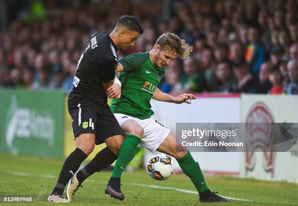 Cork , Ireland - 13 July 2017; Richie Sadlier of Cork City in action against Joan Truyols of AEK Larnaca during the UEFA Europa League Second...