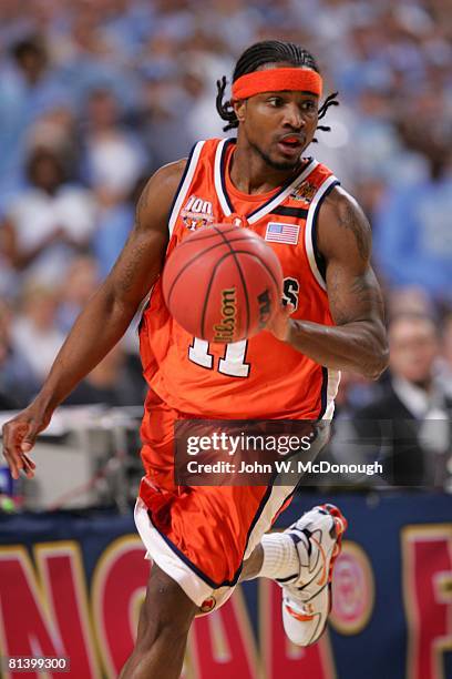 College Basketball: NCAA finals, Illinois Dee Brown in action vs North Carolina, St, Louis, MO 4/4/2005