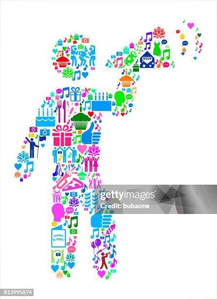 megaphone rally birthday celebration vector icon pattern - man lighting firework stock illustrations