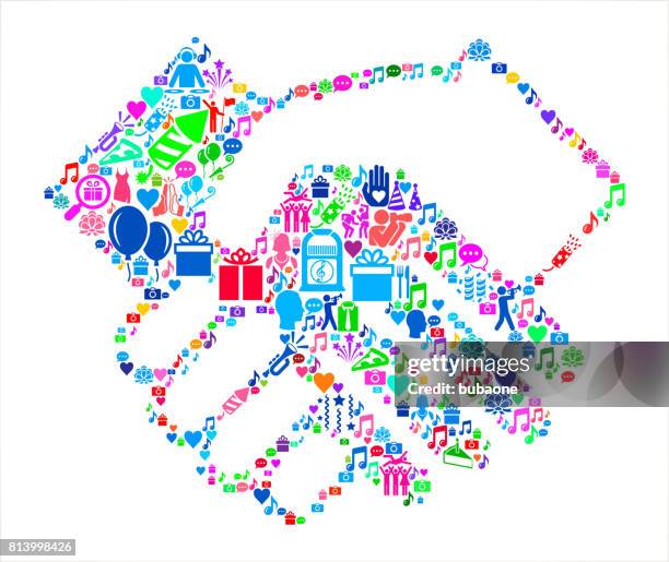 handshake birthday celebration vector icon pattern - jukebox stock illustrations