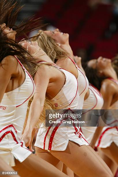 Basketball: Houston Rockets cheerleaders in action during preseason game vs Orlando Magic, Houston, TX