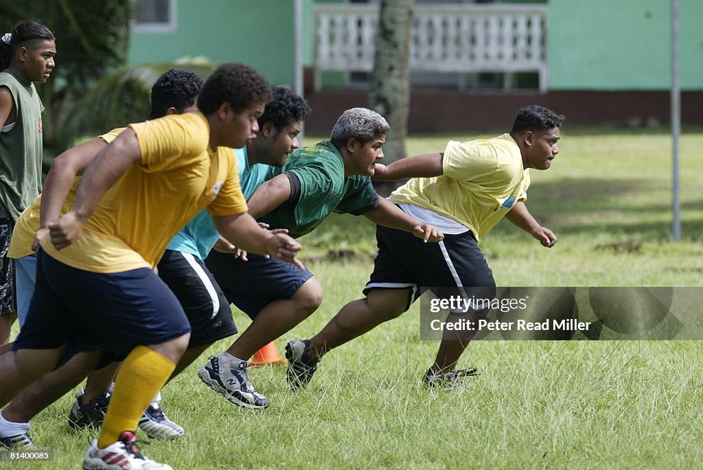 Leone High team in action during practice, Pago Pago, ASM News Photo