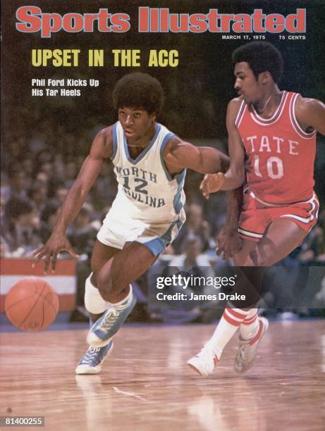 March 17, 1975 Sports Illustrated via Getty Images Cover, College Basketball: ACC Tournament, North Carolina Phil Ford in action vs North Carolina...